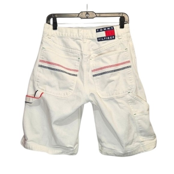 Tommy Hilfiger Shorts Womens Size 5 28x10 Carpenter Jeans White Denim 90s‎ Y2K - Picture 1 of 10
